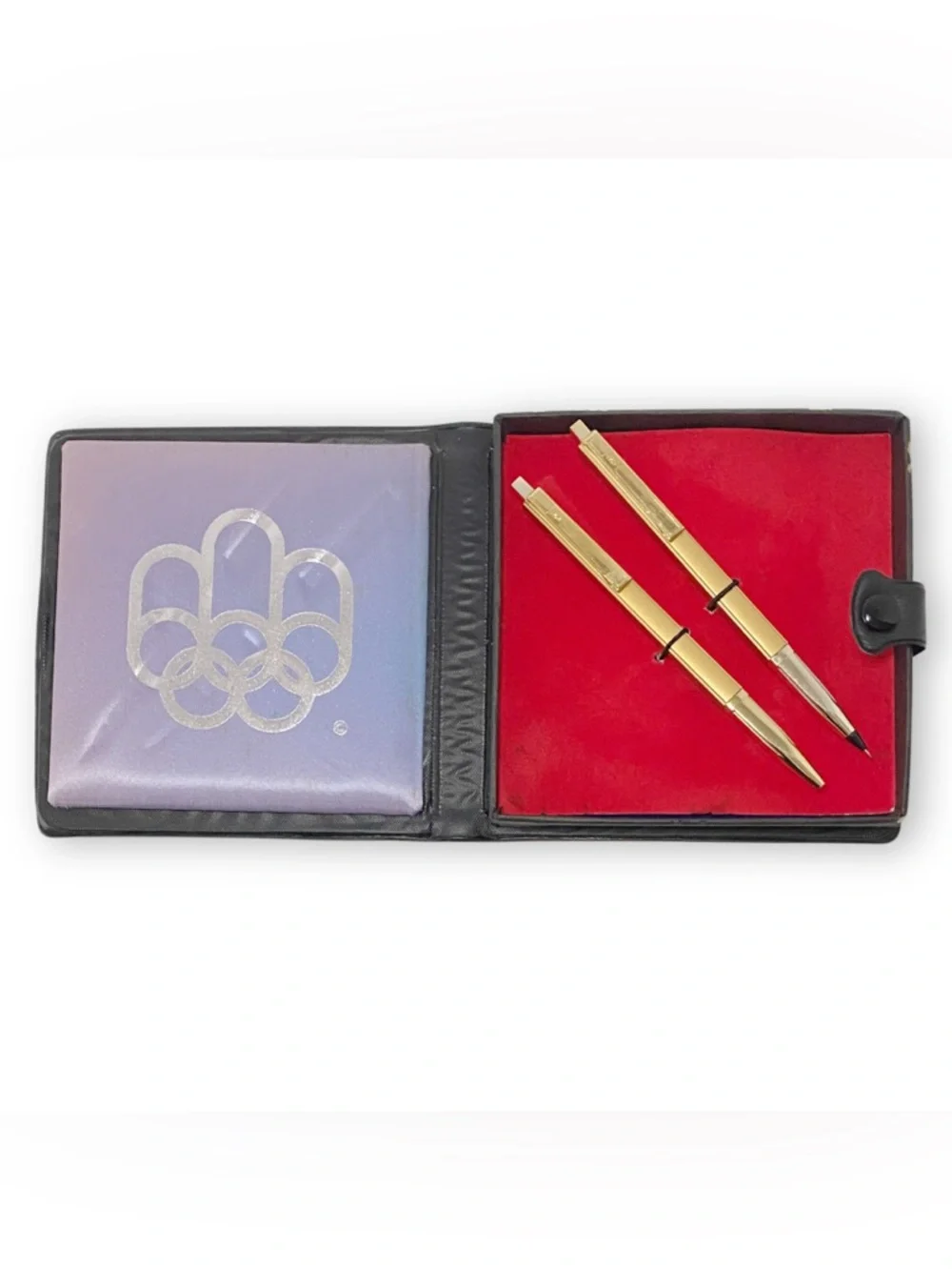 Vintage 1976 Montreal Olympics Gold Tone Pen & Pencil Set with COJO 76 Case